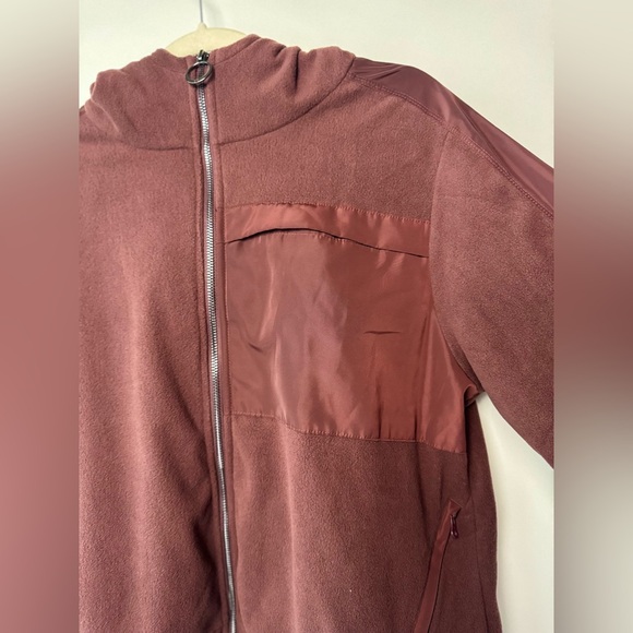 Alo Yoga soft lightweight fleece full zip large espresso athleisure cozy hoodie - Picture 4 of 13